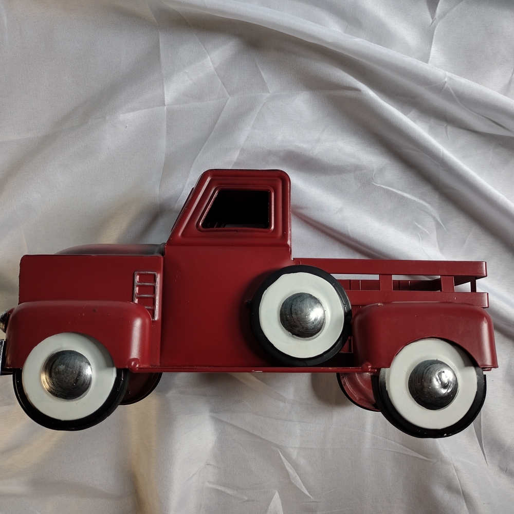 Red and White Vintage Toy Pickup Truck